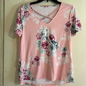 Pink Floral T Shirt Medium